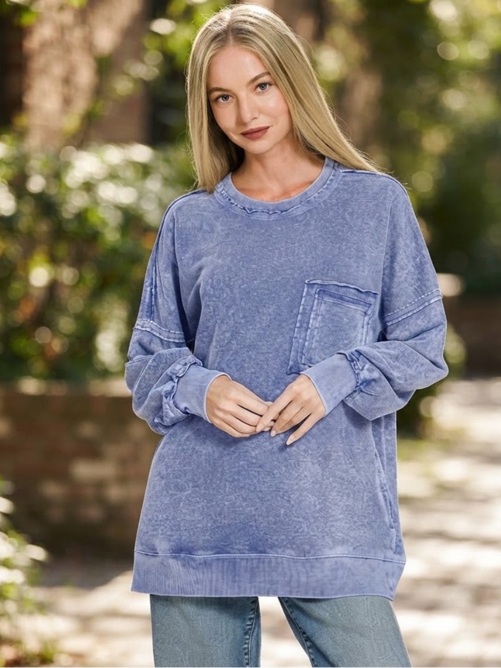 💕NEW! Halo Wash Women's Oversized Pullover Sweatshirt